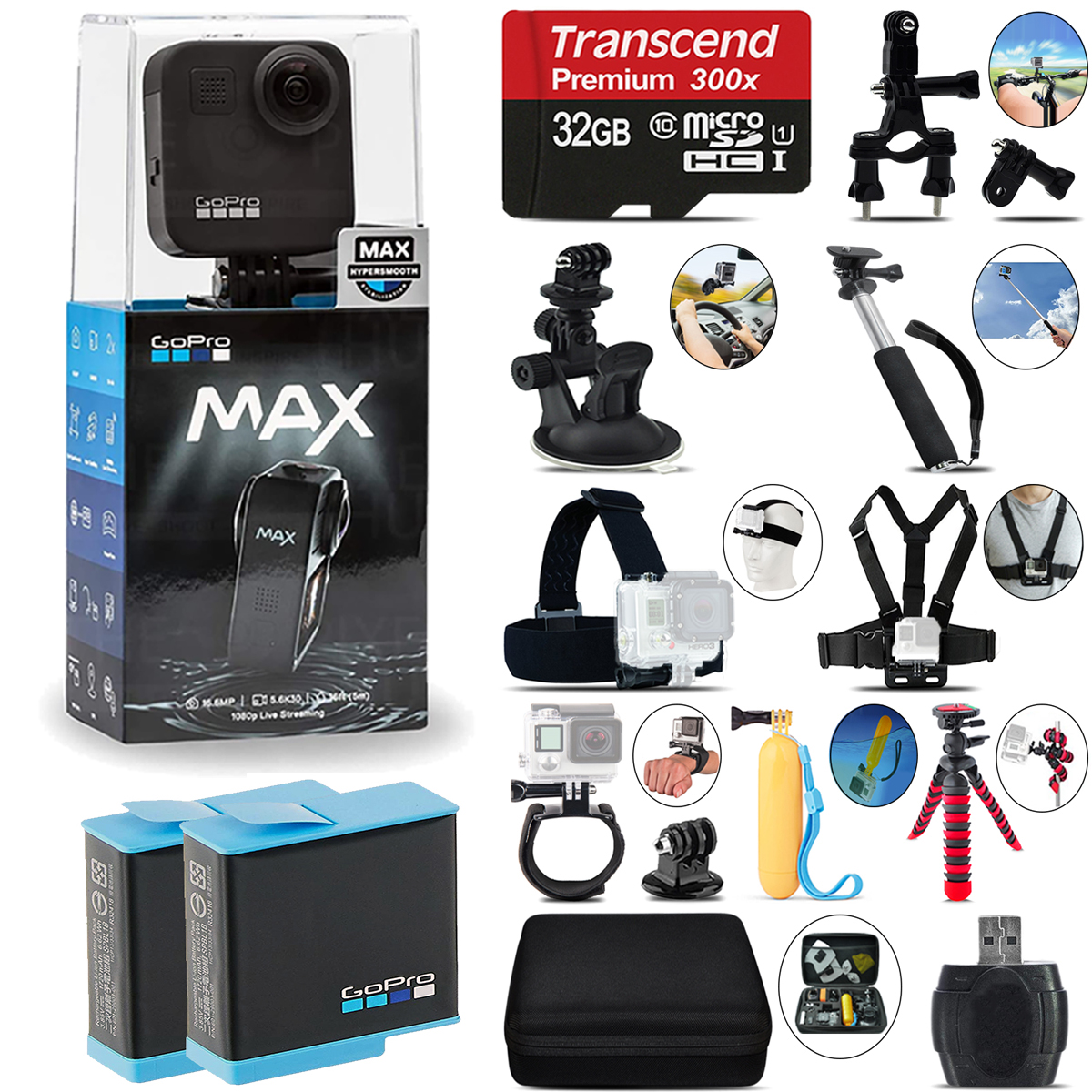 MAX 360 Action Camera + Extra Battery & Much More! - 32GB Kit *FREE SHIPPING*