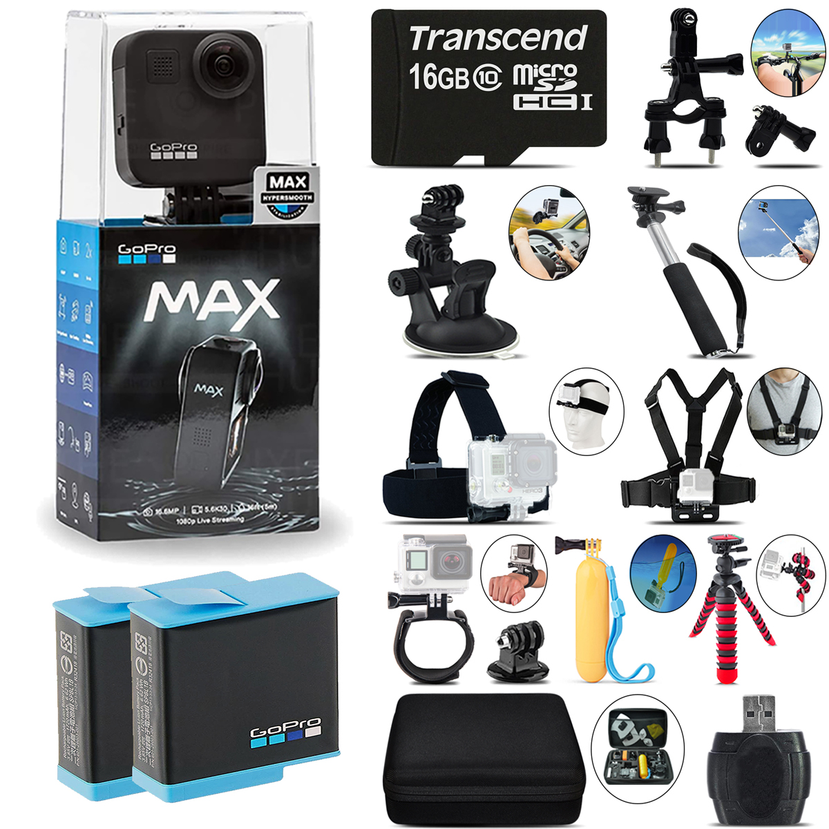 MAX 360 Action Camera + Extra Battery & Much More! - Mega Kit *FREE SHIPPING*