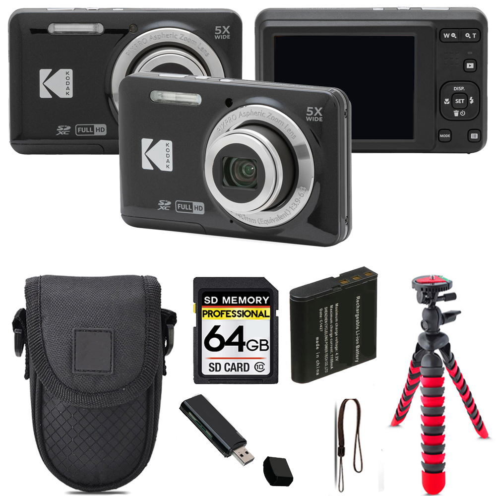 PIXPRO FZ55 Digital Camera (Black) + Tripod + Case - 64GB Kit *FREE SHIPPING*