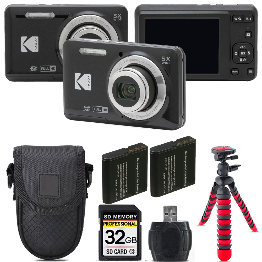 PIXPRO FZ55 Digital Camera (Black) + Extra Battery + Tripod + Case - 32GB Kit *FREE SHIPPING*