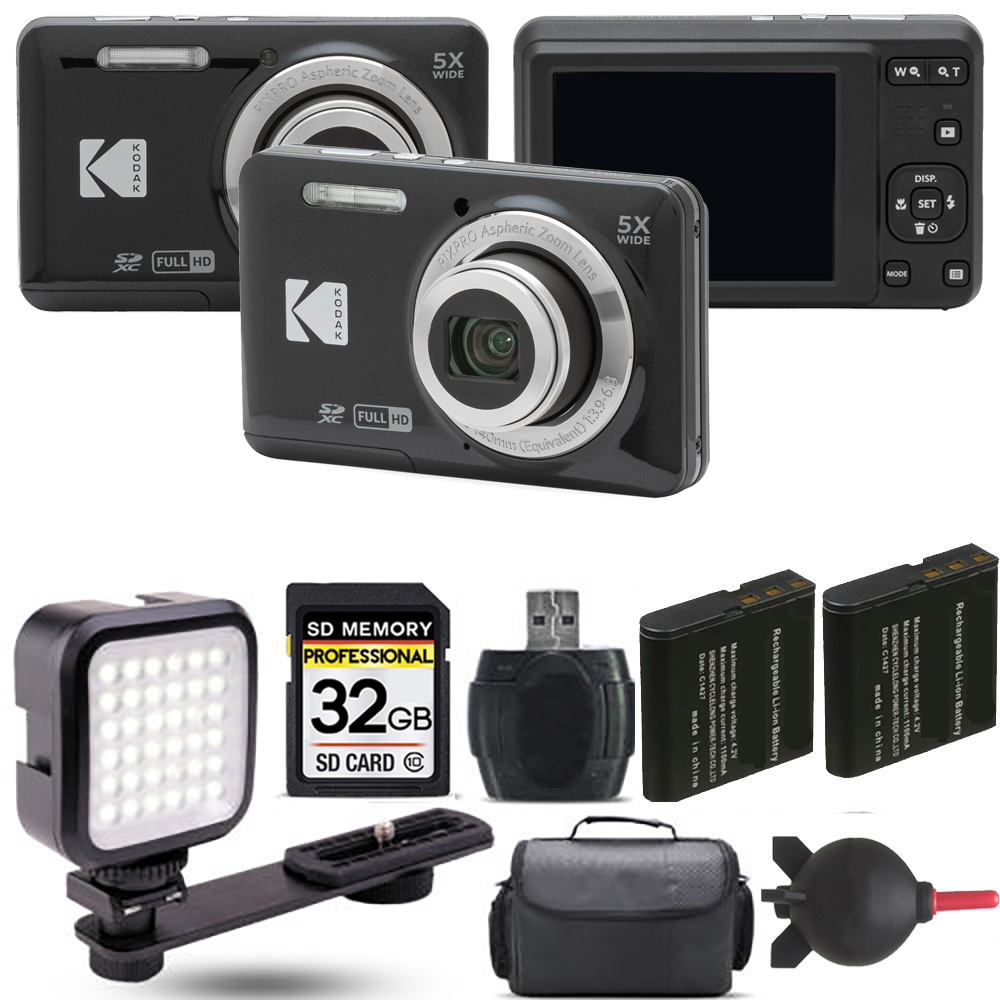 PIXPRO FZ55 Digital Camera (Black) + Extra Battery + LED - 32GB Kit *FREE SHIPPING*