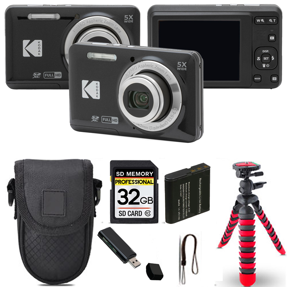 PIXPRO FZ55 Digital Camera (Black) + Spider Tripod + Case - 32GB Kit *FREE SHIPPING*