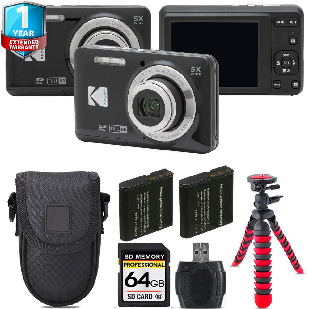 PIXPRO FZ55 Digital Camera (Black) + Extra Battery + 1 Year Extended Warranty - 64GB *FREE SHIPPING*
