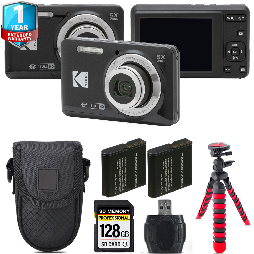 PIXPRO FZ55 Digital Camera (Black) + Extra Battery + 1 Year Extended Warranty + 128GB *FREE SHIPPING*