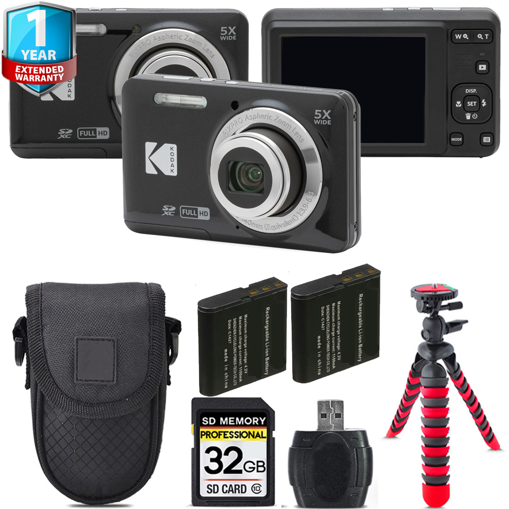 PIXPRO FZ55 Digital Camera (Black) + 1 Year Extended Warranty + Tripod + Case - 32GB *FREE SHIPPING*