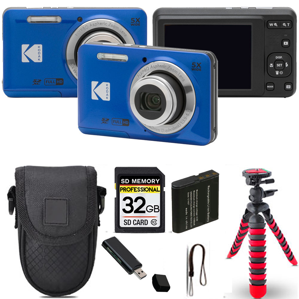 PIXPRO FZ55 Digital Camera (Blue) + Spider Tripod + Case - 32GB Kit *FREE SHIPPING*
