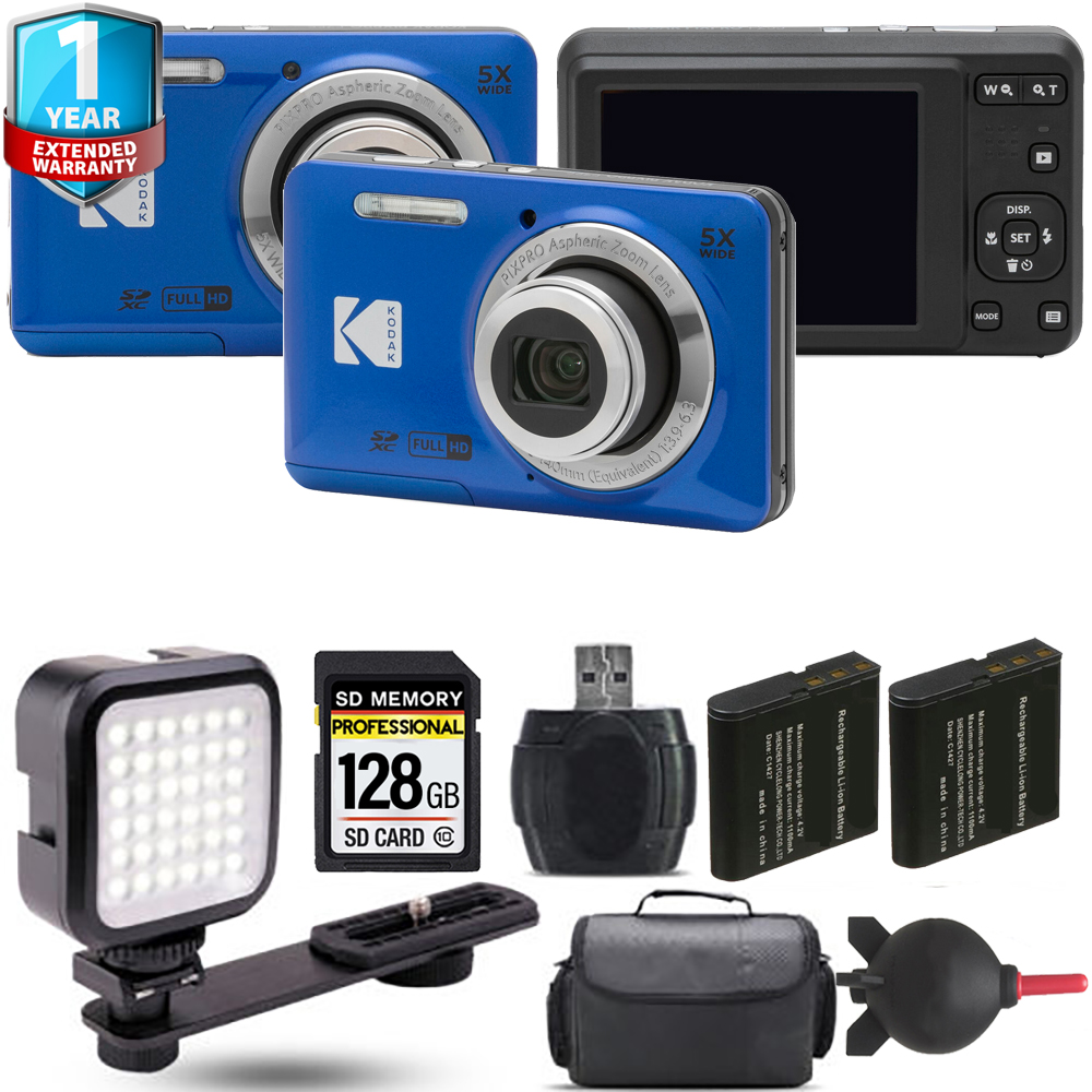PIXPRO FZ55 Digital Camera (Blue) + Extra Battery + 1 Year Extended Warranty - 128GB *FREE SHIPPING*