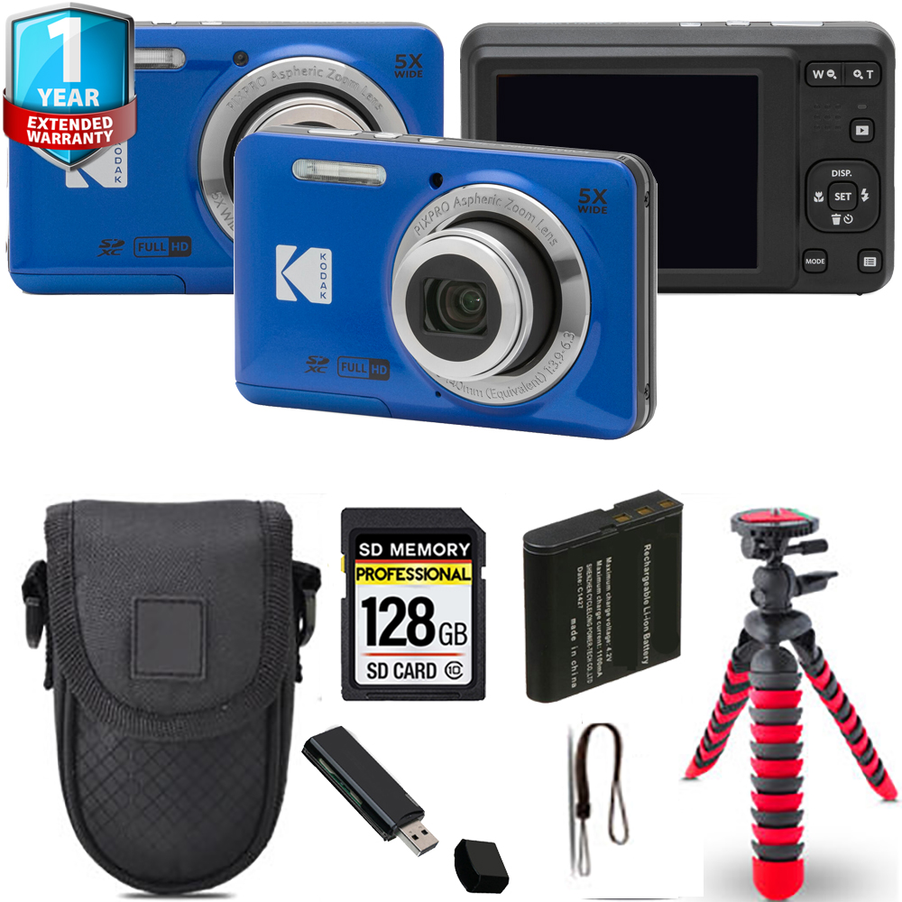 PIXPRO FZ55 Digital Camera (Blue) + Spider Tripod + Case + 1 Year Extended Warranty *FREE SHIPPING*
