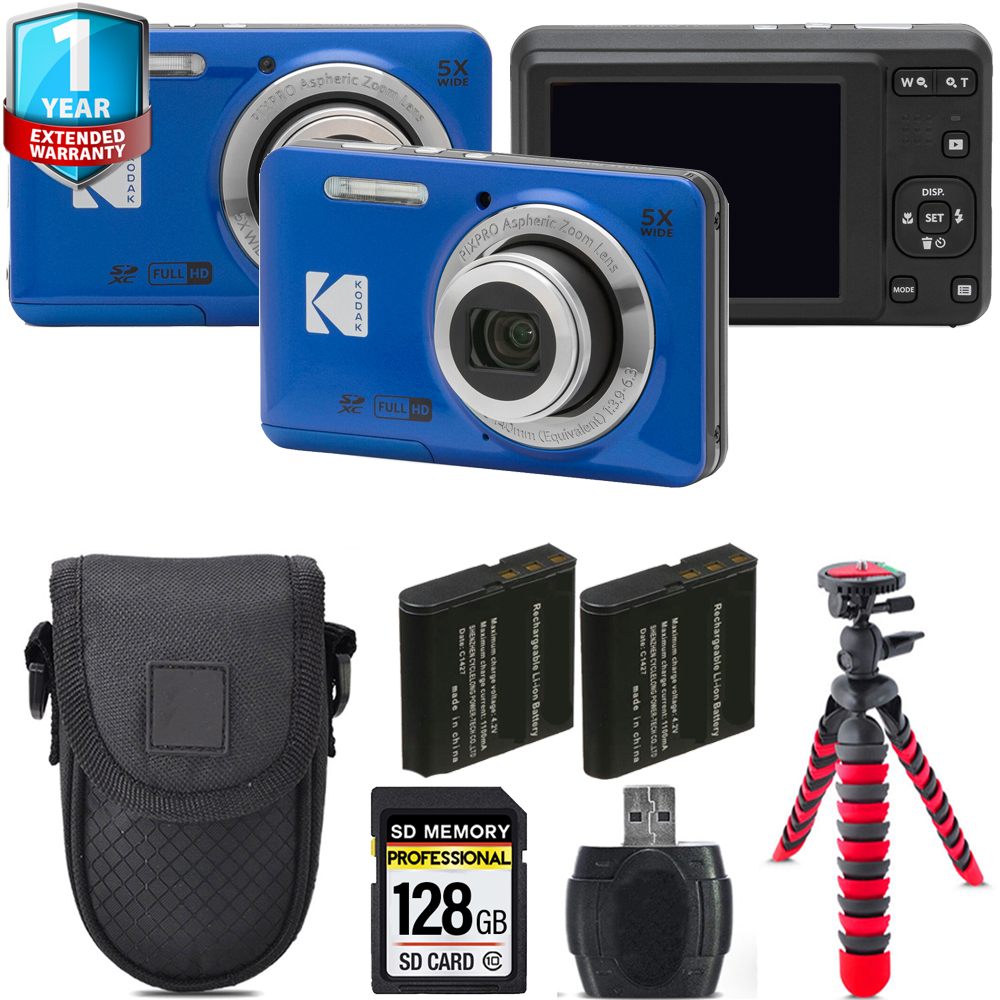 PIXPRO FZ55 Digital Camera (Blue) + Extra Battery + 1 Year Extended Warranty + 128GB *FREE SHIPPING*