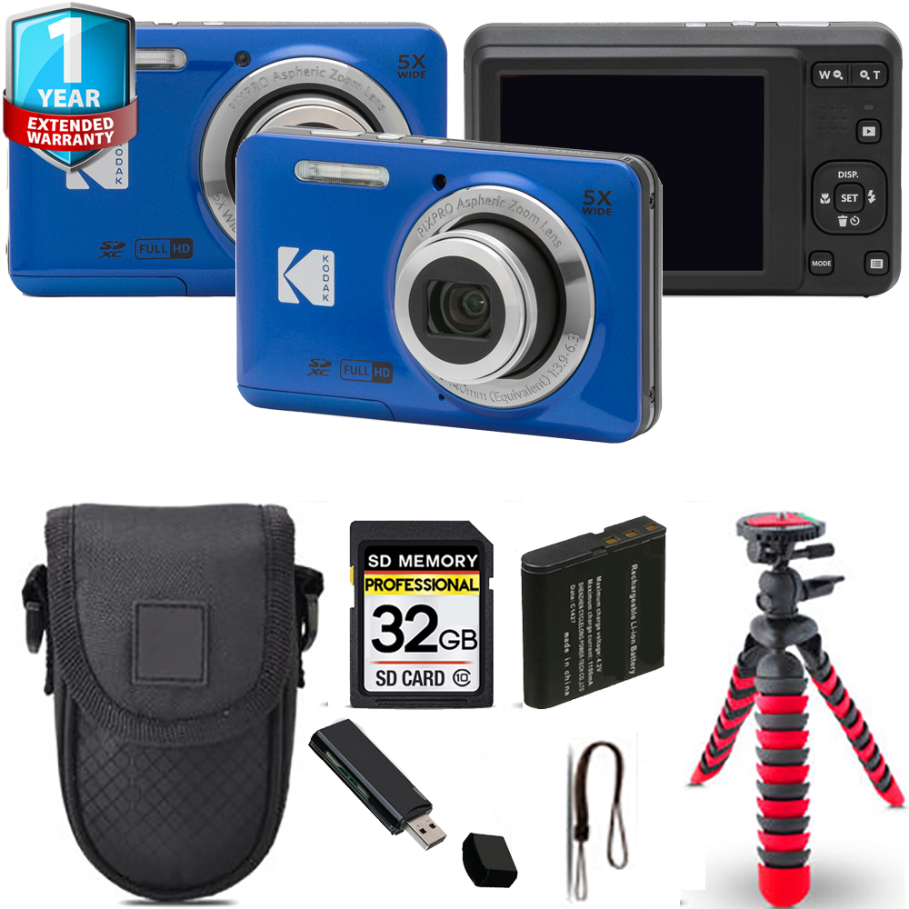PIXPRO FZ55 Digital Camera (Blue) + Tripod + Case + 1 Year Extended Warranty *FREE SHIPPING*