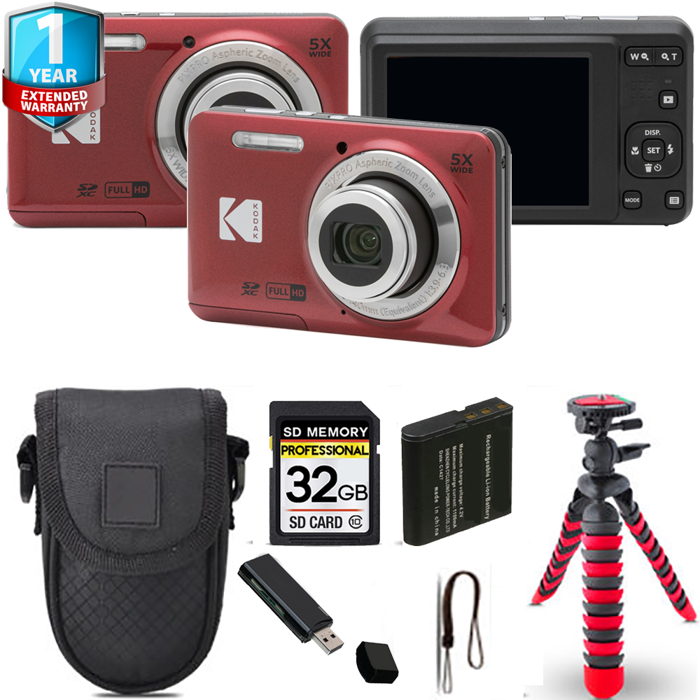 PIXPRO FZ55 Digital Camera (Red) + Tripod + Case + 1 Year Extended Warranty *FREE SHIPPING*