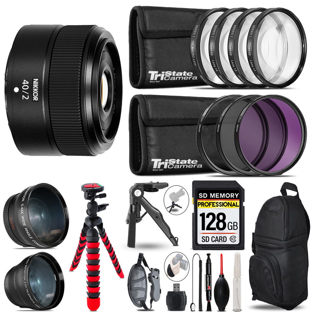NIKKOR Z 40mm f/2 Lens - 3 Lens Kit + Tripod + Backpack - 128GB Kit *FREE SHIPPING*