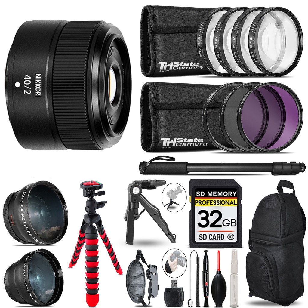 NIKKOR Z 40mm f/2 Lens - 3 Lens Kit + Tripod + Backpack - 32GB Kit *FREE SHIPPING*