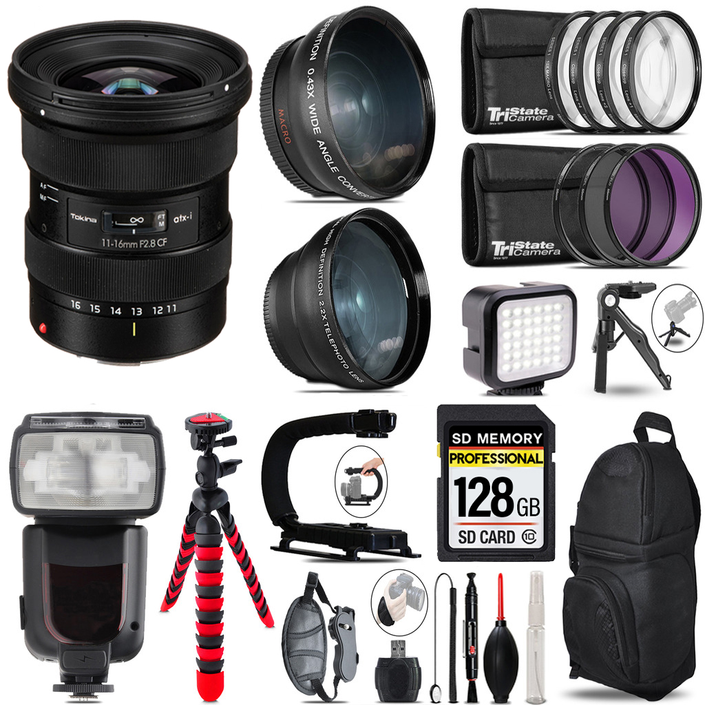 atx-i 11-16mm CF Lens Canon + Pro Flash + LED Light + Tripod - 128GB Kit *FREE SHIPPING*