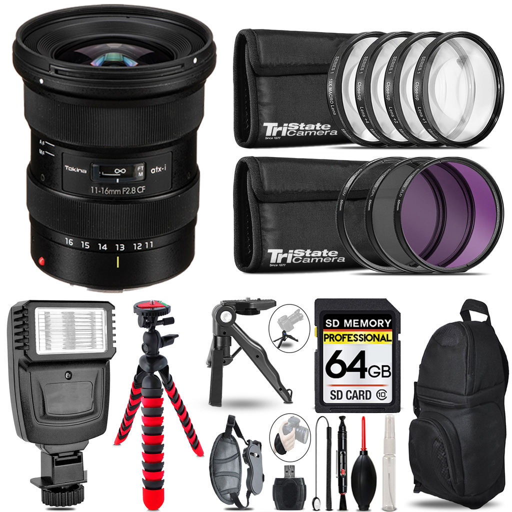 atx-i 11-16mm CF Lens Canon + Slave Flash + Macro, UV-CPL-FLD - 64GB Kit *FREE SHIPPING*