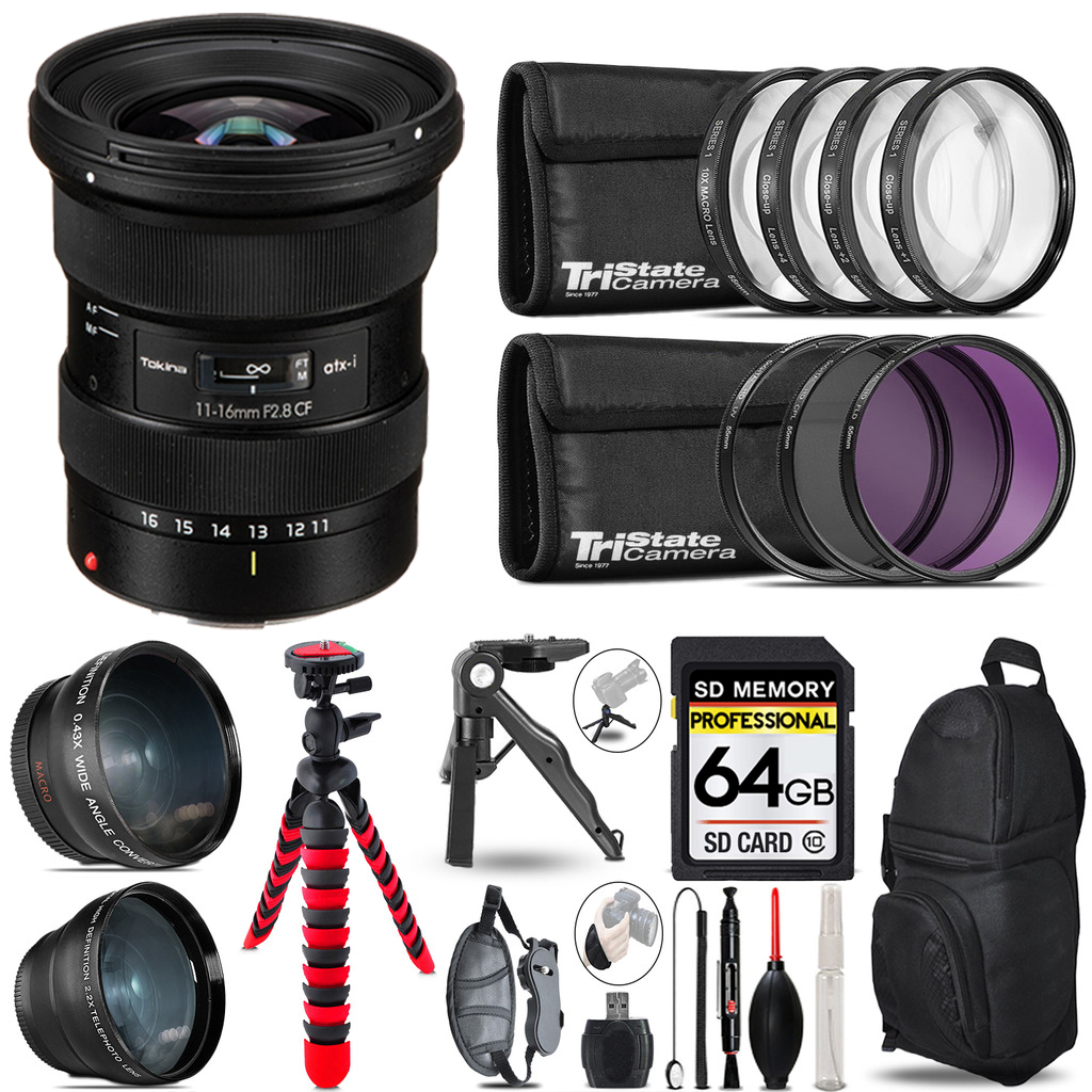 atx-i 11-16mm CF Lens (Canon) - 3 Lens Kit + Tripod + Backpack - 64GB Kit *FREE SHIPPING*