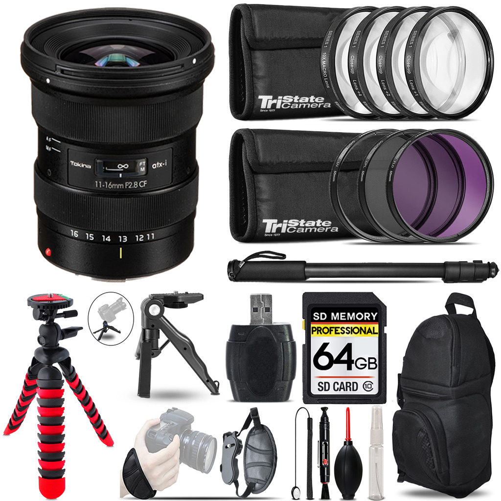 atx-i 11-16mm CF Lens Canon + Macro, UV-CPL-FLD Filter +Monopad - 64GB Kit *FREE SHIPPING*