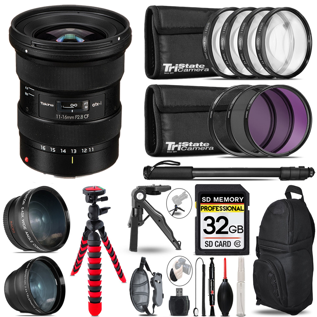 atx-i 11-16mm CF Lens (Canon) - 3 Lens Kit + Tripod + Backpack - 32GB Kit *FREE SHIPPING*