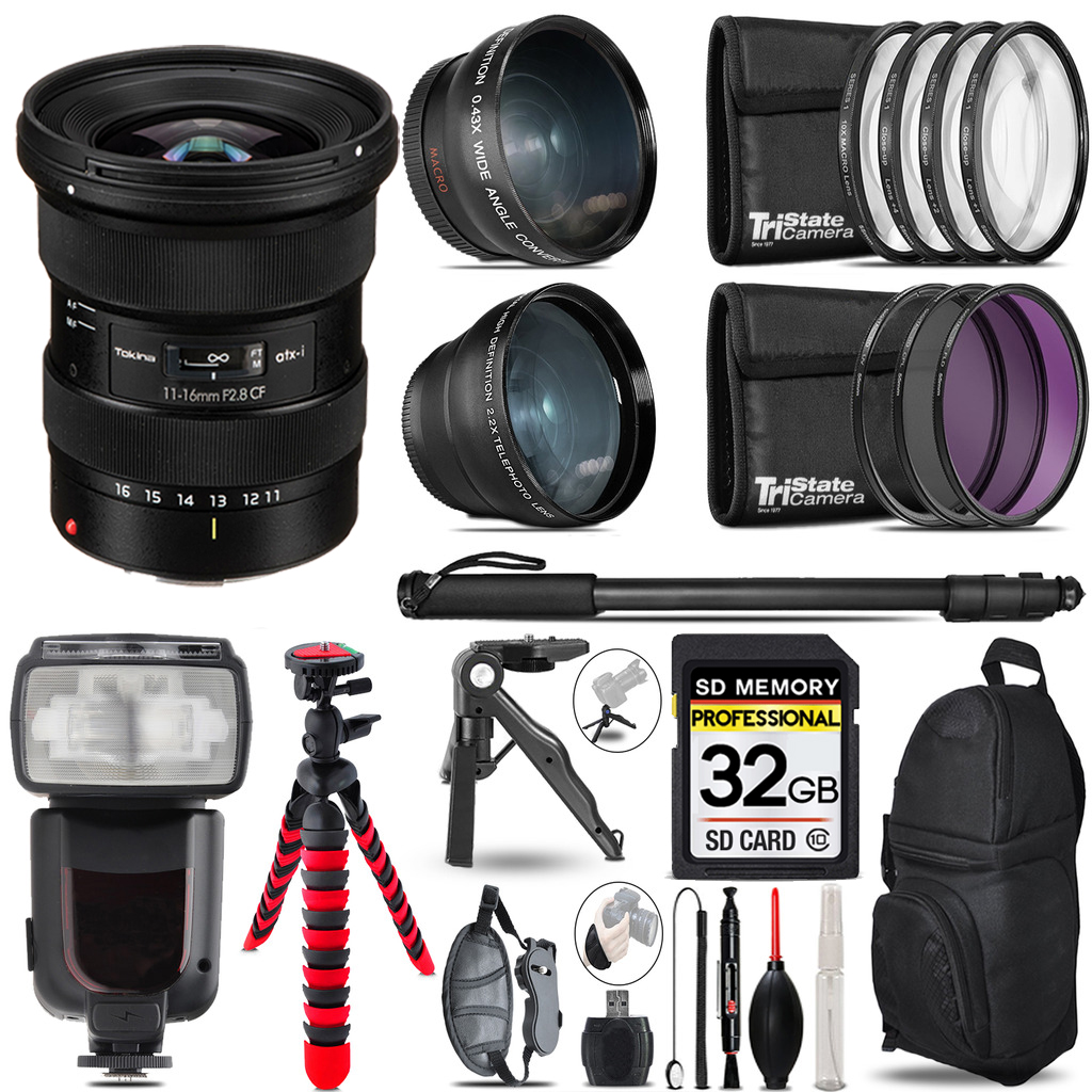 atx-i 11-16mm CF Lens Canon - 3 Lens Kit + Professional Flash - 32GB Kit *FREE SHIPPING*