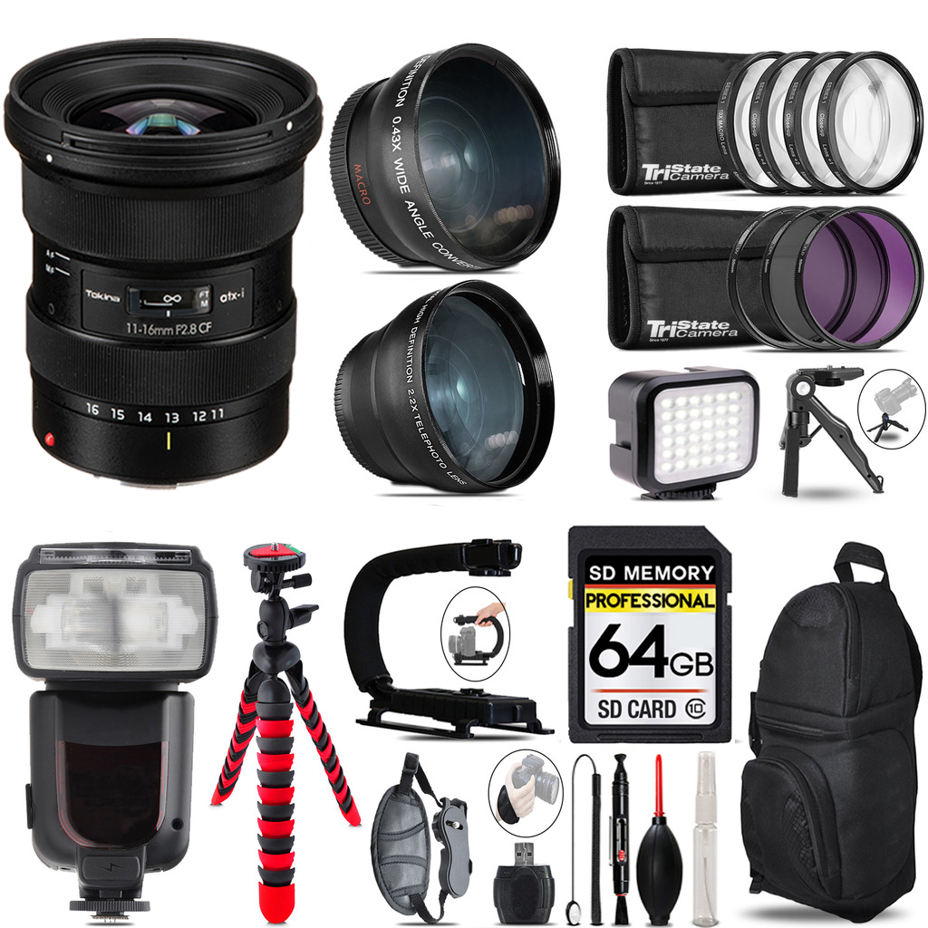 atx-i 11-16mm CF Lens (Canon) + Pro Flash + LED Light + Tripod - 64GB Kit *FREE SHIPPING*