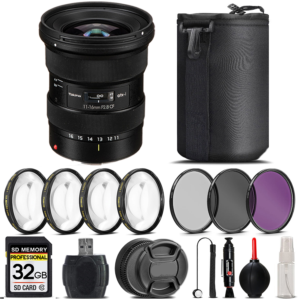 atx-i 11-16mm CF Lens Canon + 4 Piece Macro Set + UV, CPL, FLD Filter - 32GB *FREE SHIPPING*
