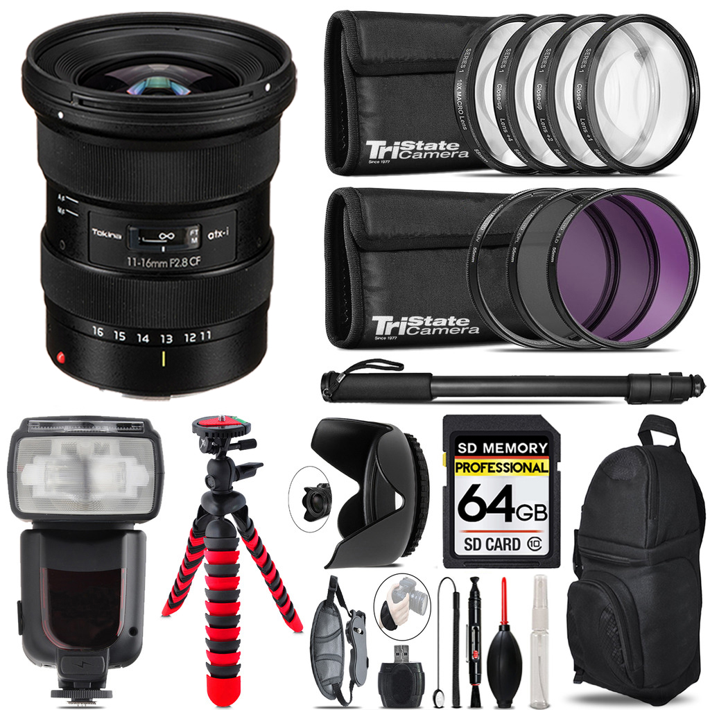 atx-i 11-16mm CF Lens (Canon) + Professional Flash + 64GB Accessory Kit *FREE SHIPPING*