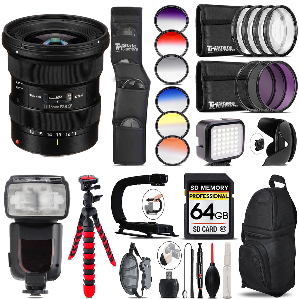 atx-i 11-16mm CF Lens (Canon) + Pro Flash + LED Light - 64GB Kit Bundle *FREE SHIPPING*