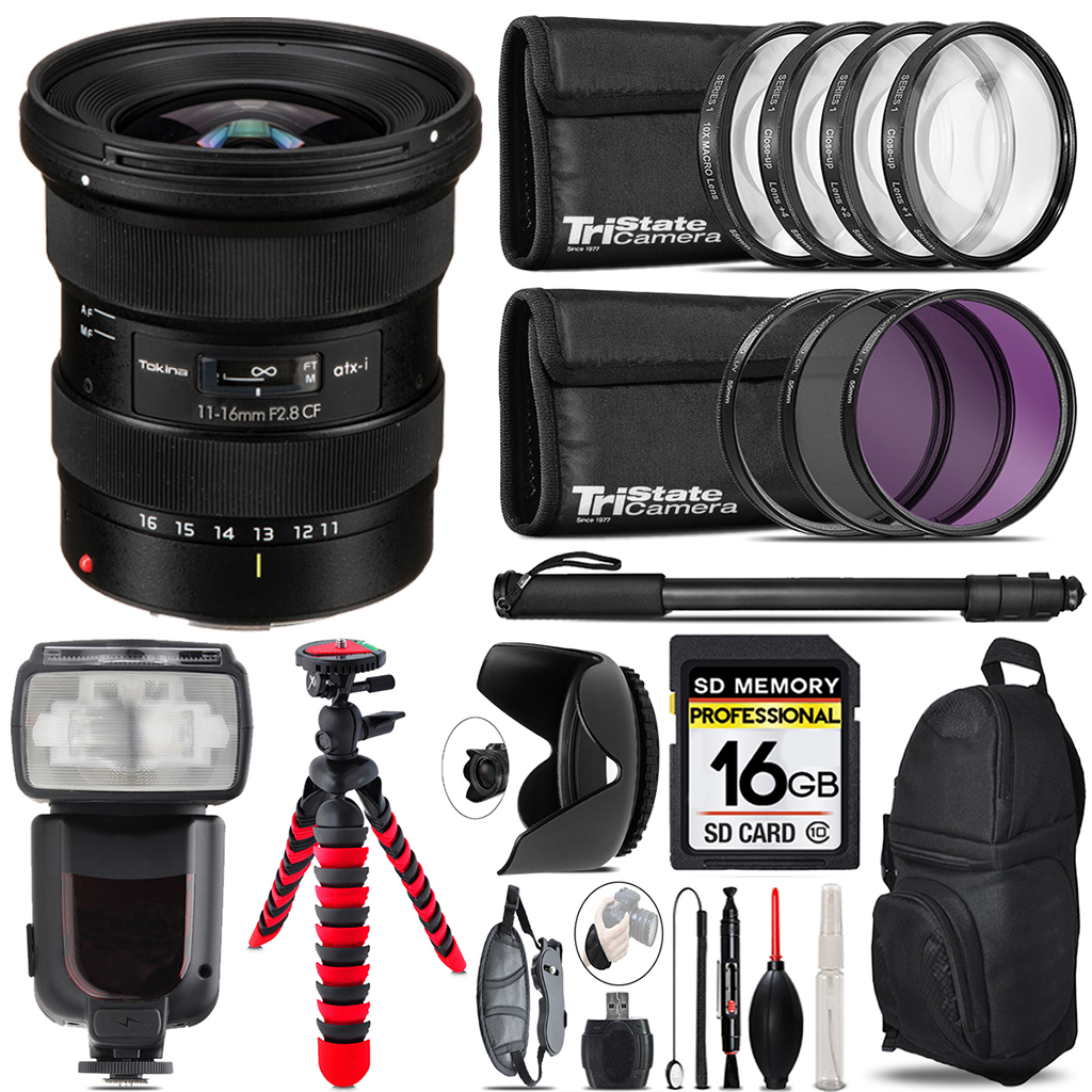 atx-i 11-16mm CF Lens (Canon) + Professional Flash + 128GB Accessory Kit *FREE SHIPPING*