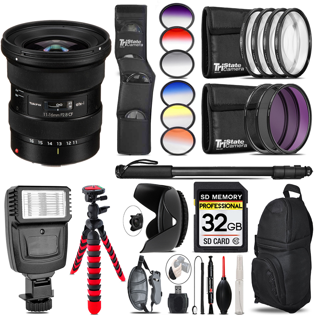 atx-i 11-16mm CF Lens (Canon) + Flash + Color Filter Set - 32GB Kit Kit *FREE SHIPPING*
