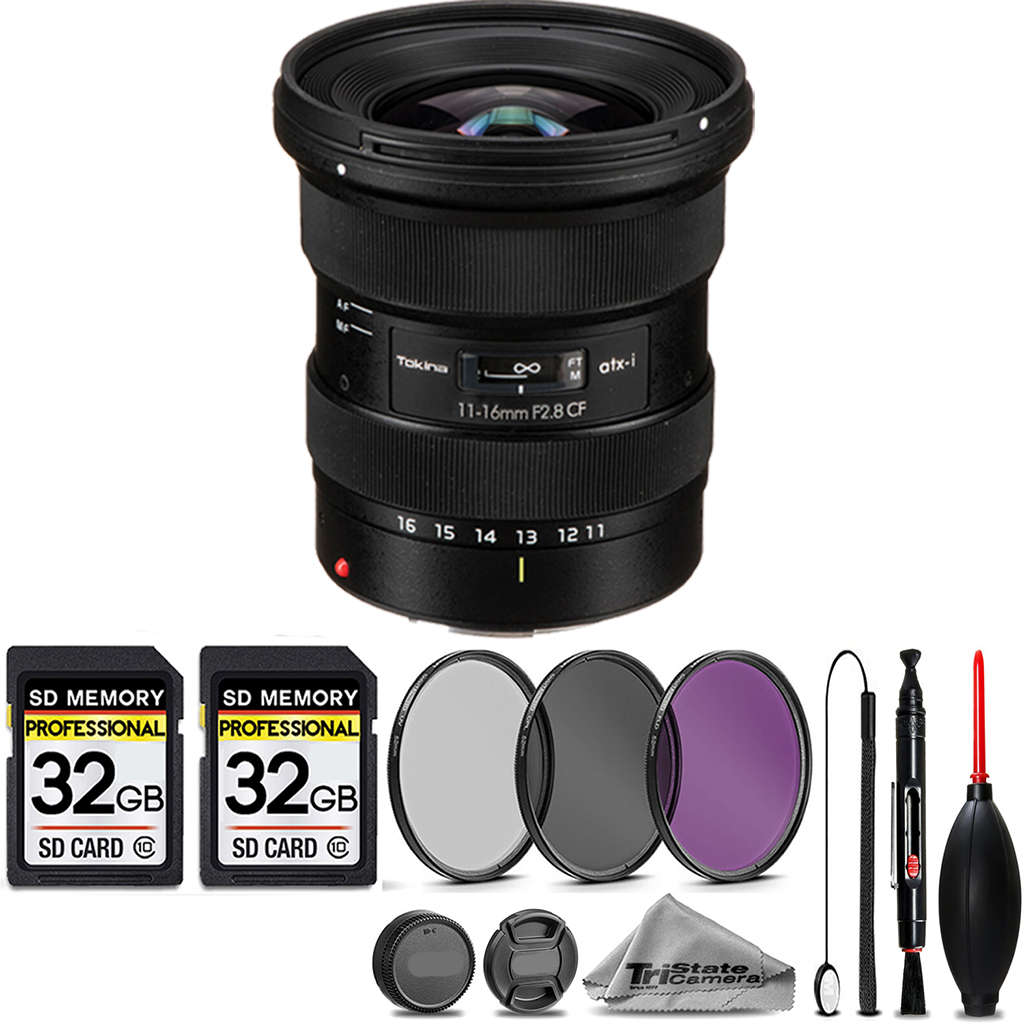 atx-i 11-16mm CF Lens (Canon) + 3 Piece Filter Set + 64GB STORAGE BUNDLE KIT *FREE SHIPPING*