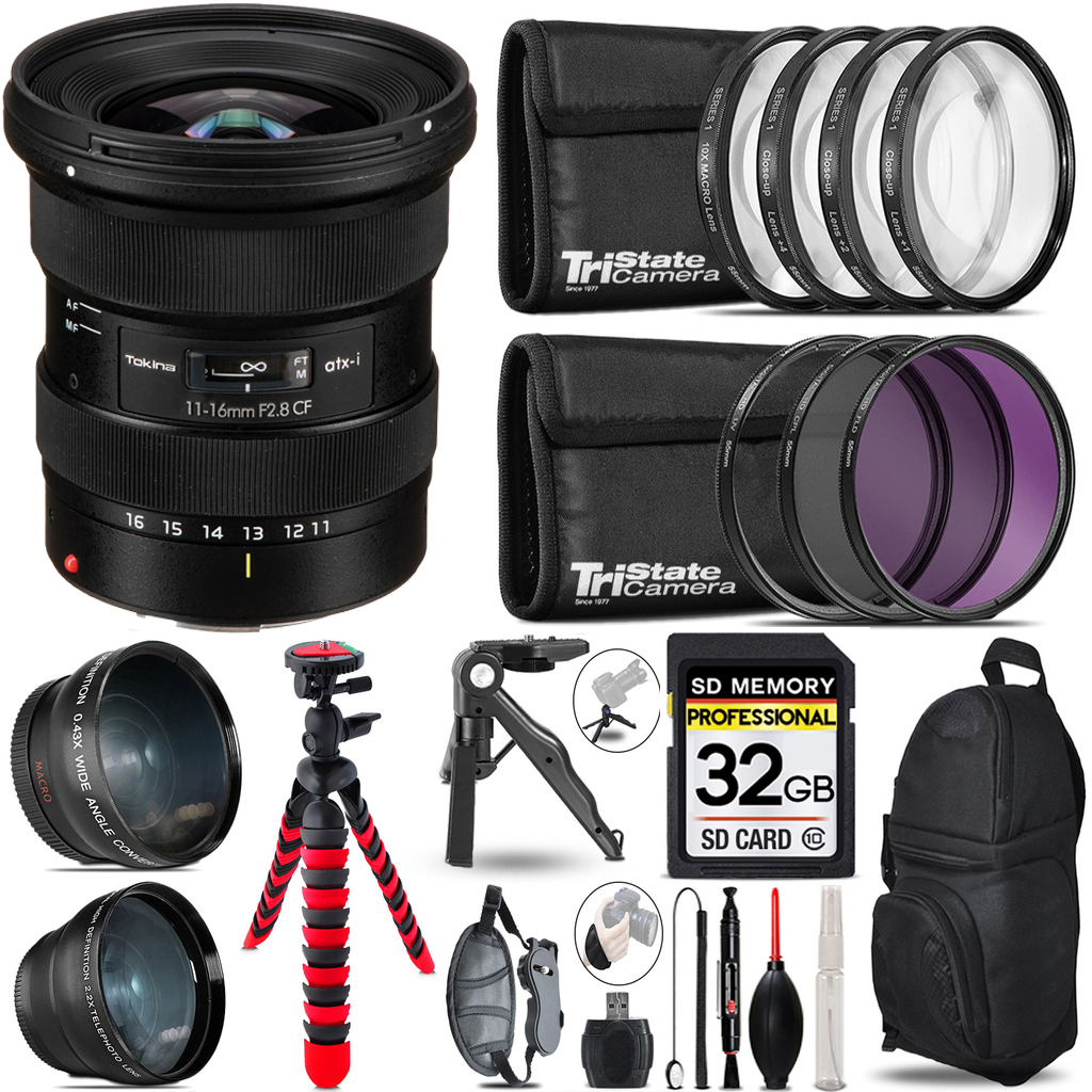 atx-i 11-16mm CF Lens (Canon) - 3 Lens Kit + Tripod + Backpack - 32GB Kit *FREE SHIPPING*