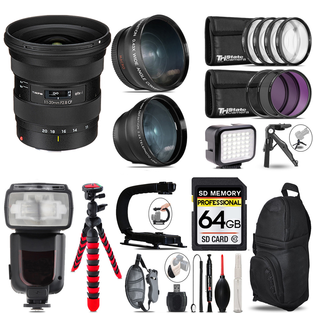atx-i 11-20mm CF Lens + Pro Flash + LED Light + Tripod - 64GB Kit *FREE SHIPPING*