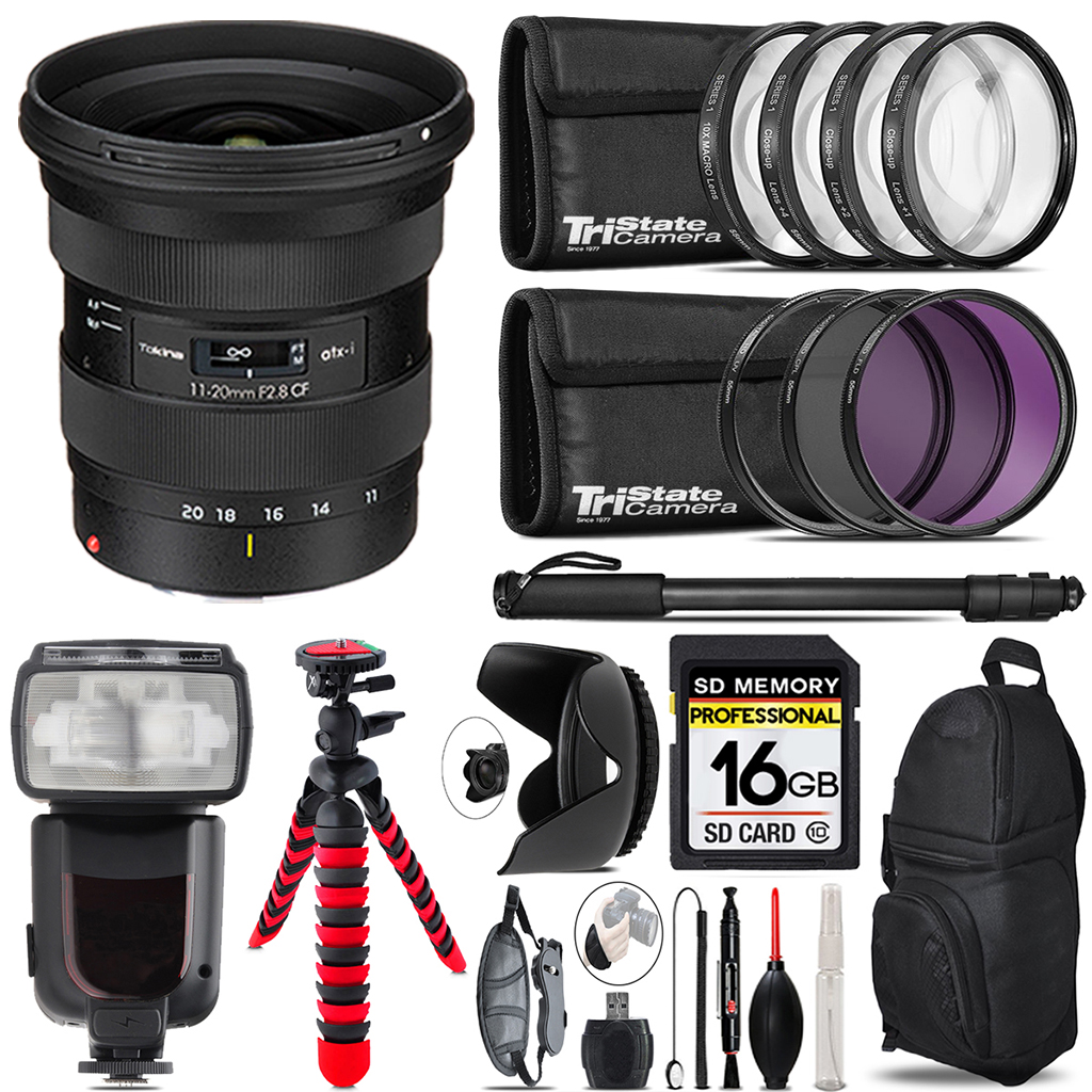 atx-i 11-20mm CF Lens Canon+ Professional Flash + 128GB Accessory Kit *FREE SHIPPING*