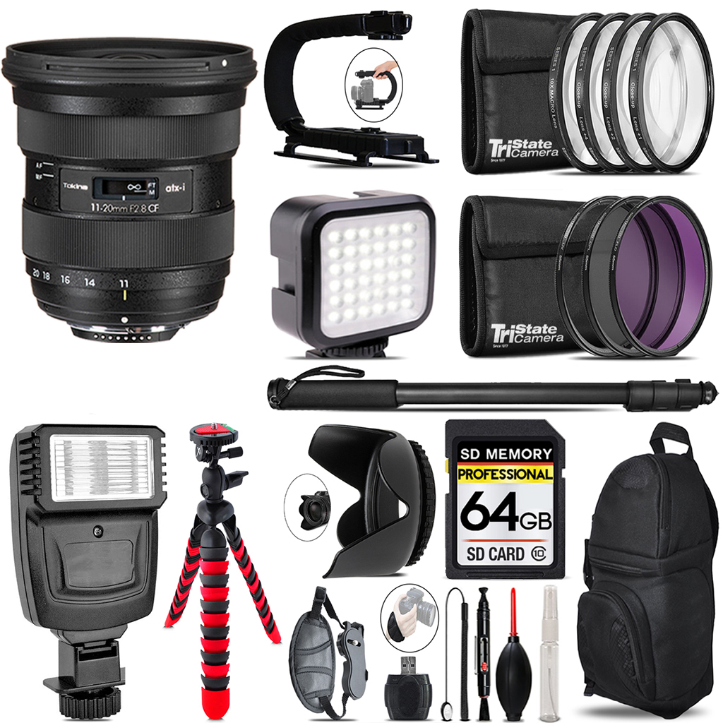 atx-i 11-20mm CF Lens - Video Kit +  Flash - 64GB Kit Bundle *FREE SHIPPING*
