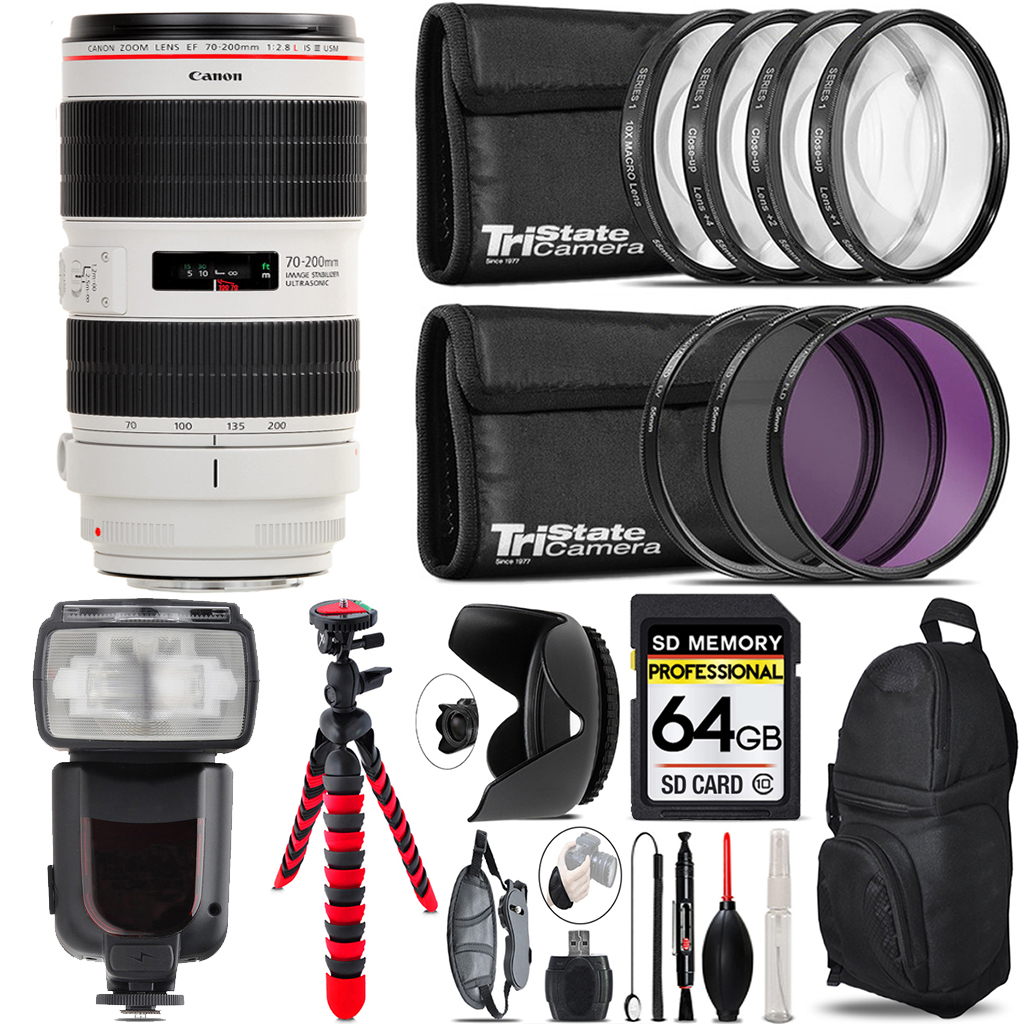 EF 70-200mm IS III USM Lens + Canon Speedlight  & More - 64GB Kit *FREE SHIPPING*