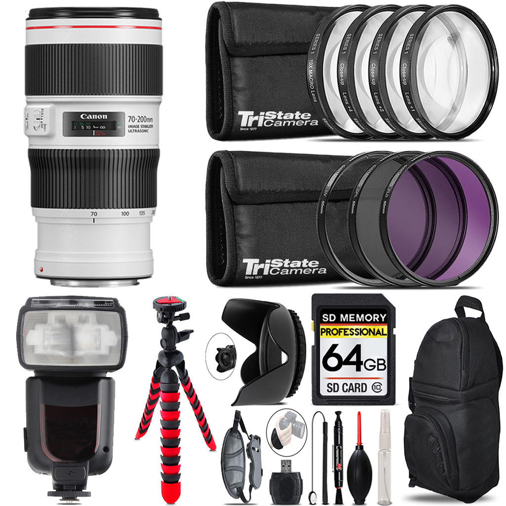 EF 70-200mm IS II USM Lens + Canon Speedlight & More - 64GB Kit *FREE SHIPPING*