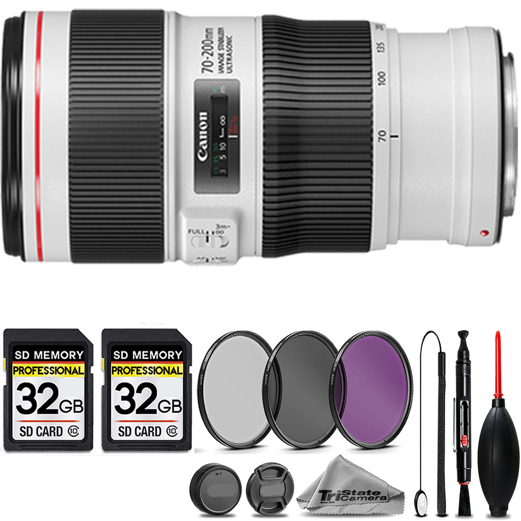EF 70-200mm IS II USM Lens + 3 Piece Filter Set + 64GB STORAGE BUNDLE KIT *FREE SHIPPING*