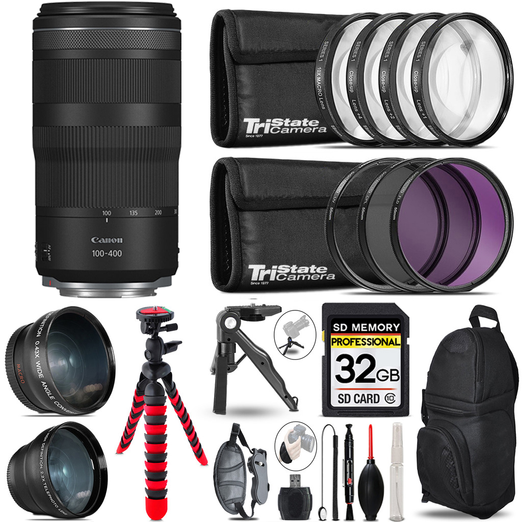 RF 100- 400mm IS USM Lens - 3 Lens Kit + Tripod + Backpack - 32GB Kit *FREE SHIPPING*