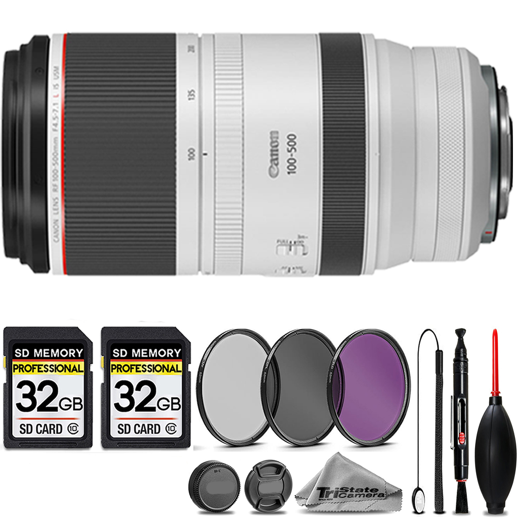 RF 100-500mm L IS USM Lens + 3 Piece Filter Set + 64GB STORAGE BUNDLE KIT *FREE SHIPPING*
