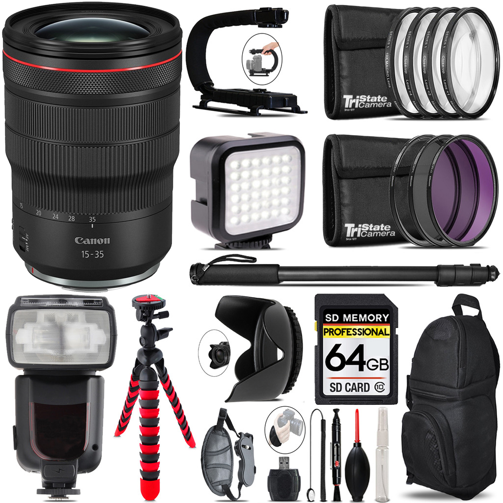 RF 15- 35mm L IS USM Lens - Video Kit + Pro Flash - 64GB Kit Bundle *FREE SHIPPING*