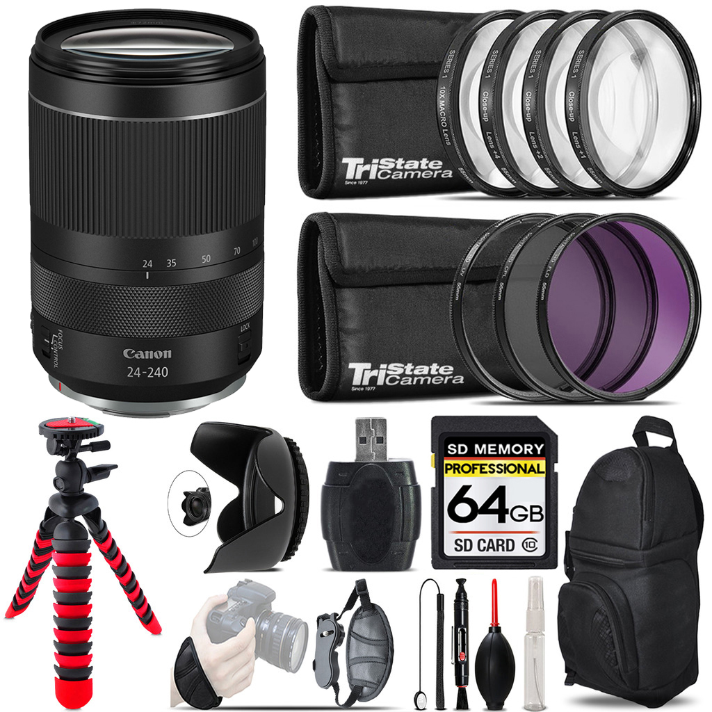 RF 24-240mm IS USM Lens + Macro Filter Kit & More - 64GB Accessory Kit *FREE SHIPPING*