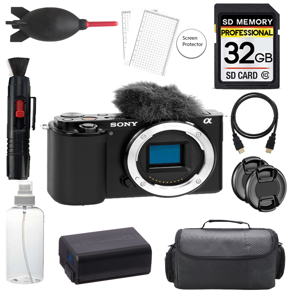 ZV-E10 Camera (Black) + 32GB + Bag + Screen Protector - Basic Kit *FREE SHIPPING*