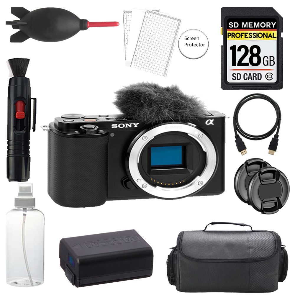 ZV-E10 Camera (Black) + 128GB + Bag + Screen Protector - Basic Kit *FREE SHIPPING*