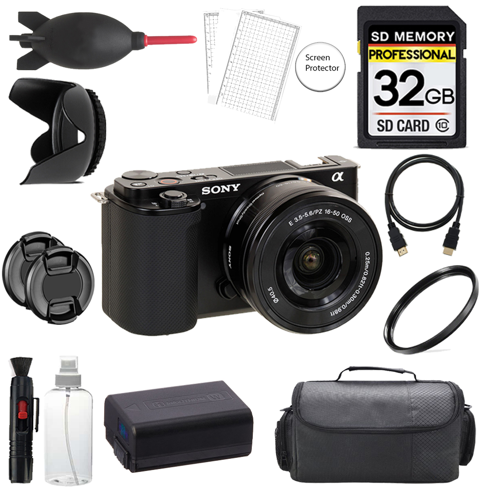 SONY | ZV-E10 Camera + 16-50mm Lens + 32GB + Bag + UV Filter