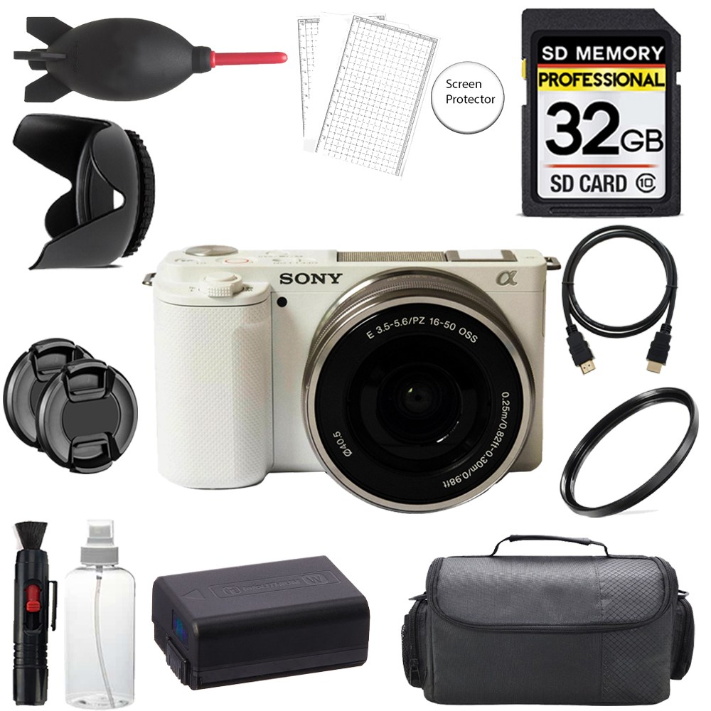 ZV-E10 (White) + 16-50mm Lens + 32GB + Bag + UV Filter- Basic Kit *FREE SHIPPING*
