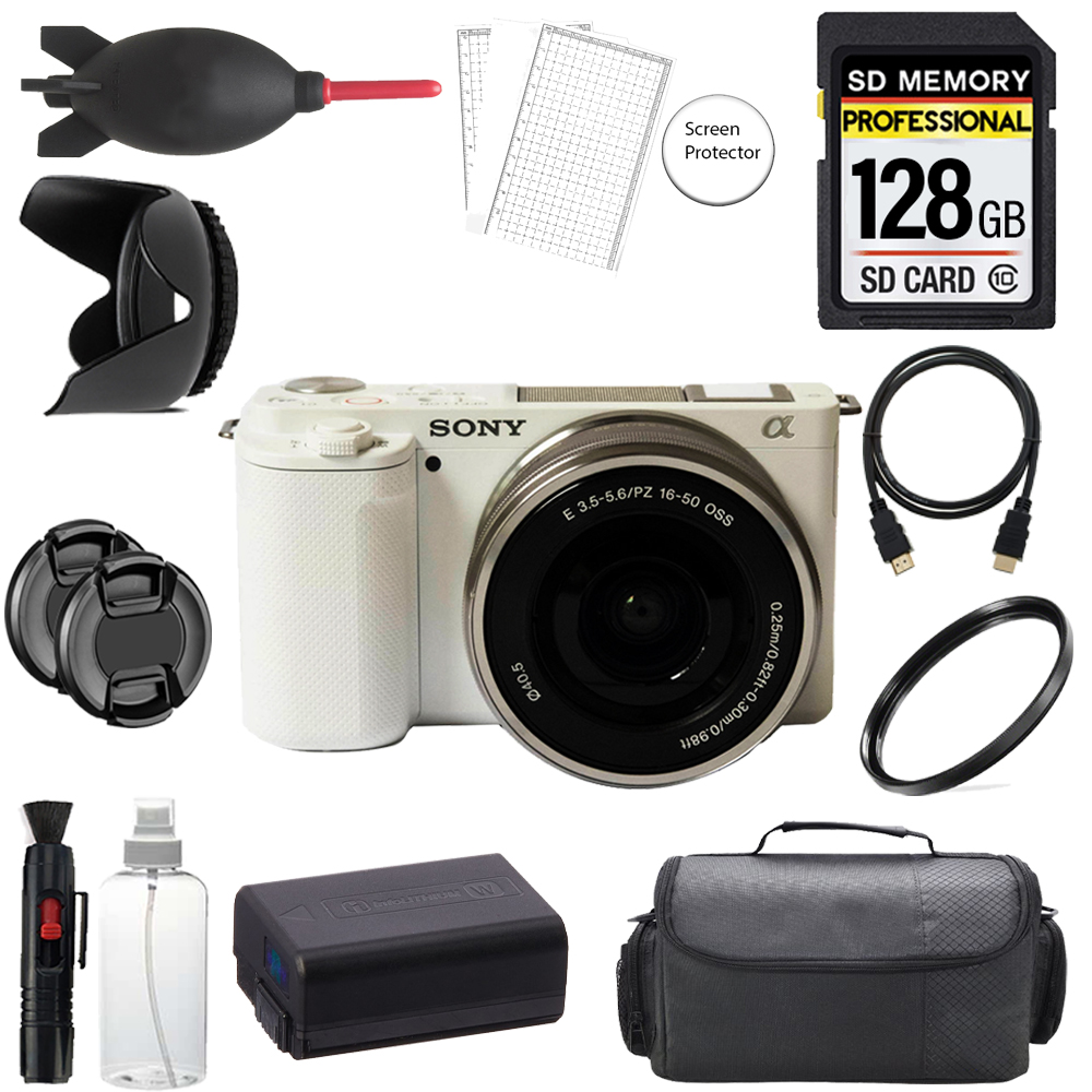 ZV-E10 (White) + 16-50mm Lens + 128GB + Bag + UV Filter- Basic Kit *FREE SHIPPING*