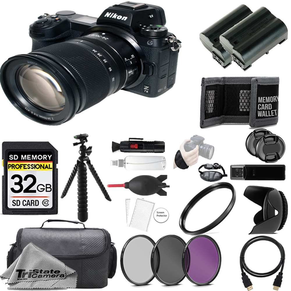 Z7 II Camera + 24-70mm Lens + 32GB + Extra Battery + 3 Piece Filter Set- Accessory Kit *FREE SHIPPING*
