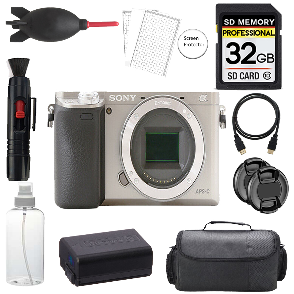 Alpha a6000 Camera (Silver) + 32GB + Bag + Screen Protector - Basic Kit *FREE SHIPPING*