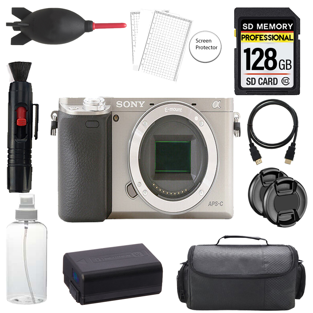 Alpha a6000 Camera (Silver) + 128GB + Bag + Screen Protector - Basic Kit *FREE SHIPPING*
