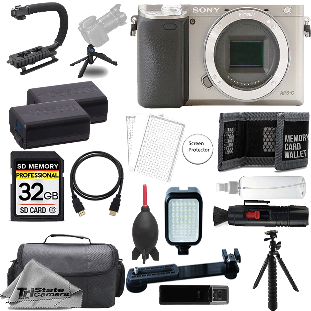 Alpha a6000 Camera (Silver) + 32GB + Extra Battery + LED Flash - ULTIMATE Kit *FREE SHIPPING*